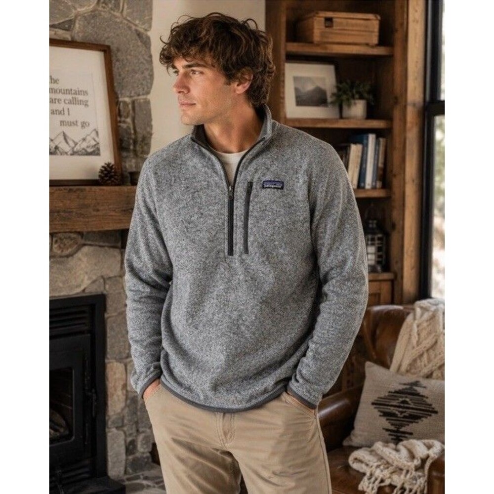 PATAGONIA Men's Better Sweater 1/4 Zipper Fleece Pullover Gray Size Large
